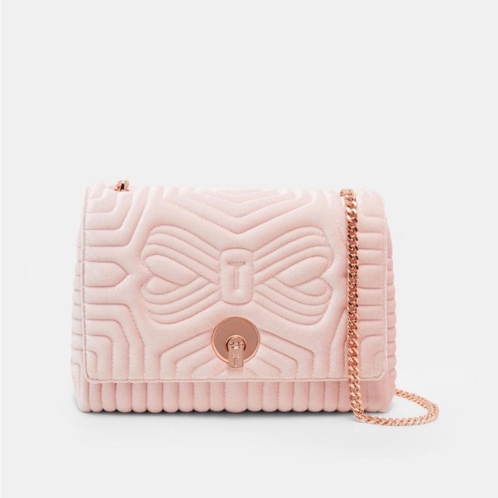 Ted Baker Rachila Quilted Velvet Crossbody bag in pink